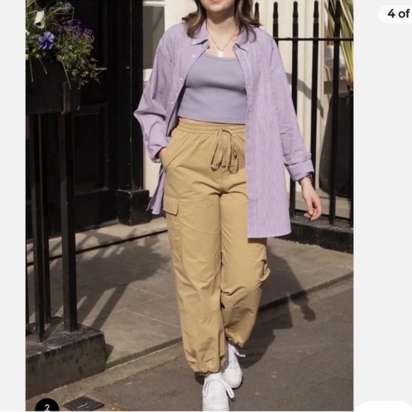 UNIQLO × JW ANDERSON JWA Cargo Jogger Pants Tan Beige 100% Nylon Women's Size L - Picture 1 of 14